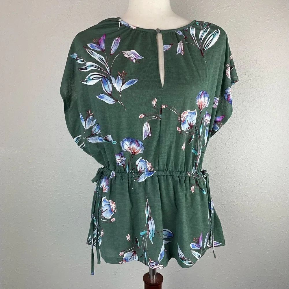 NWOT RACHEL Rachel Roy Green Floral Tunic Top Size XS